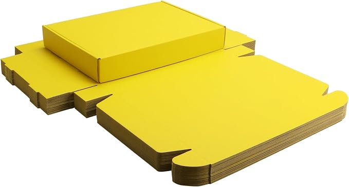 Yellow Shipping Packaging Boxes Mailers E-Commerce Packing 20Pcs13×9×2 Inch | Corrugated cardboard Wraps,flat pre-folded easy assembly,online store daily shipping parcels,gifts boxes,cross-border mailing