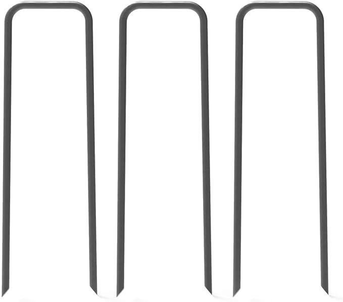 Landscape Staples 6 Inch Black Anti-Rust Garden Stakes 11 Gauge | 100 Pack Sod Yard Pins Heavy Duty Lawn Stake for Fence, Weed Barrier Fabric, Ground Cover, Ground Decorations, Chicken Wire
