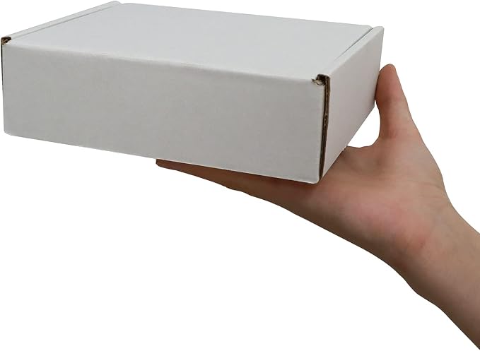 RLAVBL 7x5x2 Inches Shipping Boxes Set of 25, White Small Corrugated Cardboard Box, Mailer Boxes for Packing Small Business