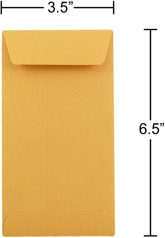 JAM PAPER #7 Coin Business Envelopes - 3 1/2 x 6 1/2 - Brown Kraft Manila - 50/Pack