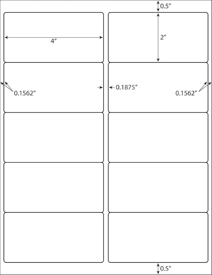 LabelMore 10 up Labels 2'' x 4" Shipping Address Labels for Laser and Inkjet Printers (5000 Sheets, 50000 Labels)
