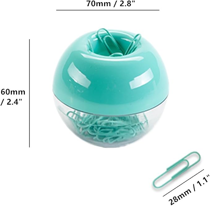 100pcs 28mm Mint Green Paper Clips Medium in Mint Paper Clips Dispensers Holder Paperclips Storage Case for Desk Organizer Accessories (Mint Green)