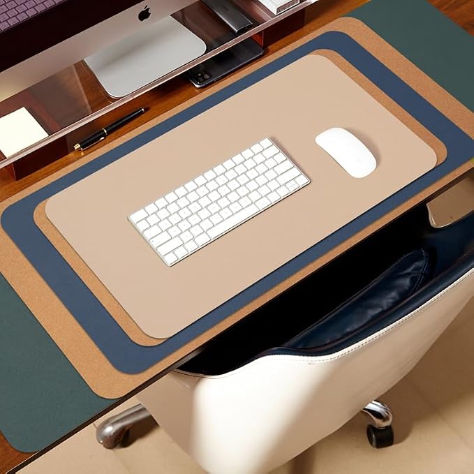 Cork Desk Mat - Dual-Sided Desk Pad for Office and Home - Desk Organization and Accessories - Ideal for Large Mouse Pad and Desk Mats on Top of Desks(Gray,27.6"x 13.8")