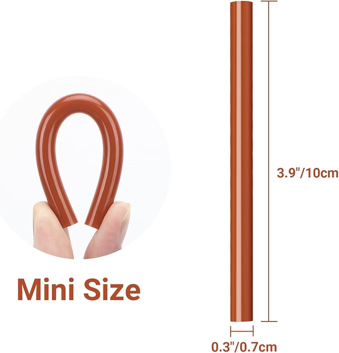 Mini Hot Glue Sticks Bulk Brown, 36 Pack Small Glue Sticks Bulk for Crafting, Christmas Decoration, Art, DIY, 4" Long x 0.27" Dia