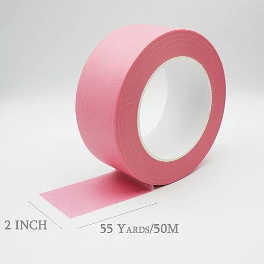 2 Inch Masking Tape Pink Painters Tape, Pink Paper Tape for Arts DIY Crafts Painting Labeling Decoration School Projects Home Office, 2 inch x 55 Yards