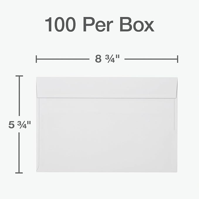 Columbian A9 Mailing Envelopes, 100 Pack, Self Seal White Envelopes for Invitations, Announcements, Photos, and Half Fold Greeting Cards, Premium 24 lb Paper 5.75 x 8.75 Inches