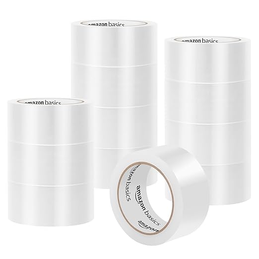 Amazon Basics Packaging Tape for Shipping, Moving, Storing and Sealing, Clear, 1.88 in x 54.6 yds, 36-Pack