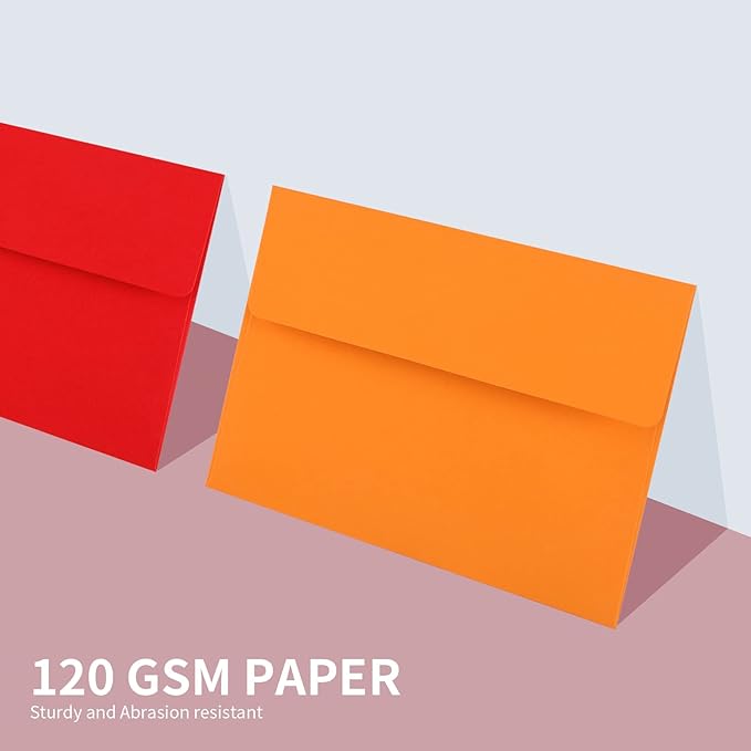 Granhoolm 50 pack 4x6 Envelopes,A6 Invitation Envelopes 6.5 x 4.75 For 4x6 Cards- Peel & Press,Ideal for Invitations,Weddings,Parties,Greeting Cards,Photos(colorful)