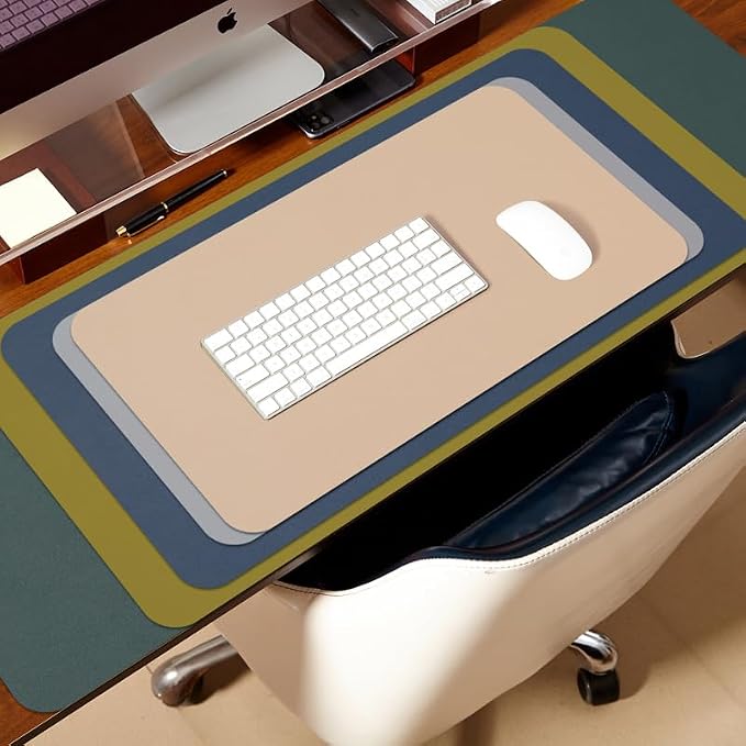 Leather Desk Mat - Small Non-Slip PU Desk Pad for Office and Home - Desk Organization and Accessories - Ideal for Large Mouse Pad and Small Desk Mats on Top of Desks (Champagne Gold,23.6"x 13.8")