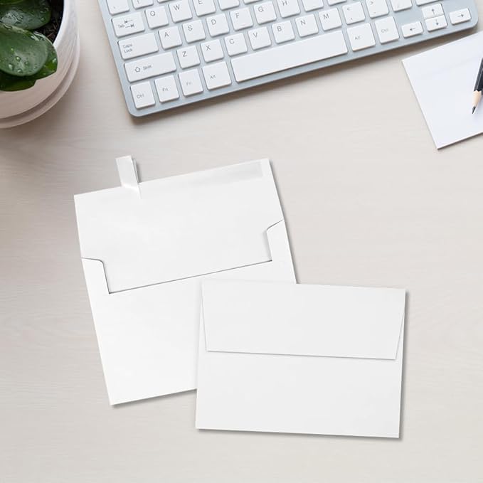 LUXPaper A7 Invitation Envelopes | Peel & Press | 5 1/4" x 7 1/4" | Bright White | 32lb. Paper Weight (80lb. Text) | 50 Qty