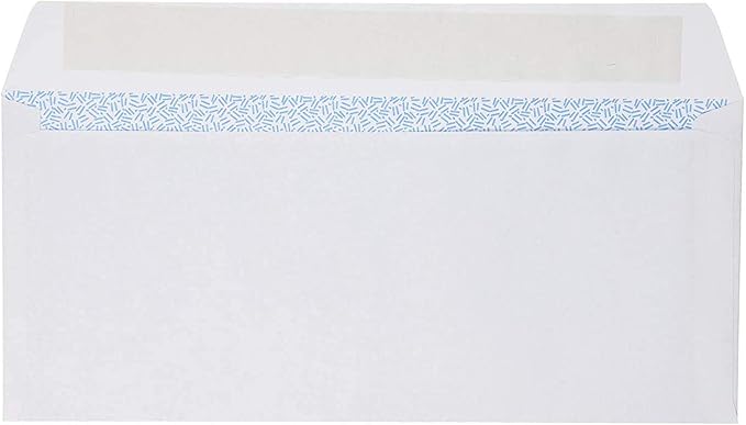Mead Envelopes, #10, 4-1/8" x 9-1/2", Self Adhesive, 90 Count | Security Printed Lining | 20-lb Paper | White