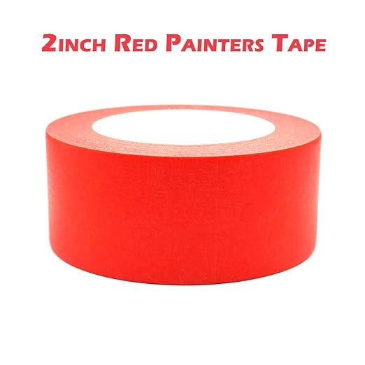 Red Painters Tape 2 inch Wide, Red Masking Tape 2 inch x 55 Yards Paper Tape for Arts DIY Crafts Painting Labeling Decoration School Projects Home Office