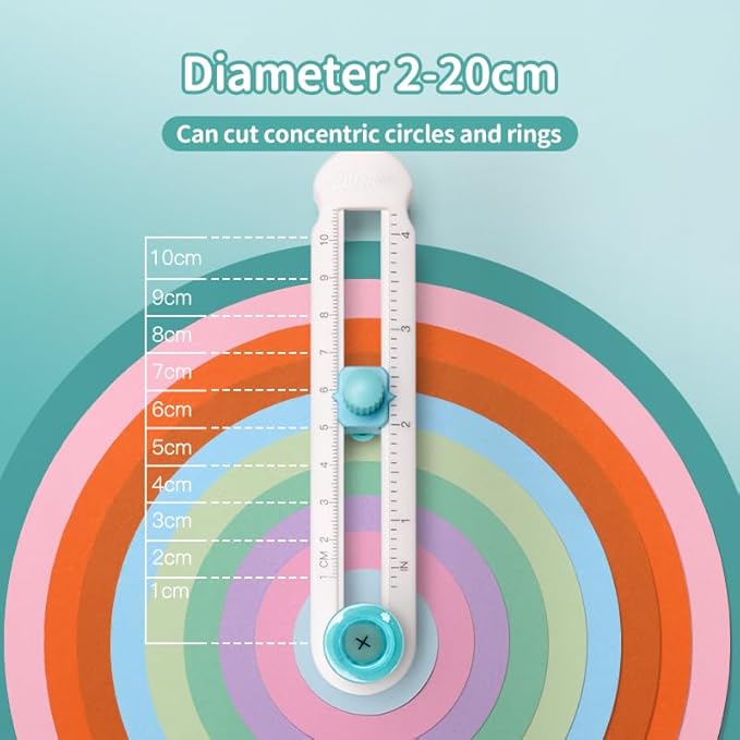 Circle Cutter, Kaluofan Circle Paper Cutter with 4PCS Replacement Blades, Adjustable Any Size 2-20CM DIY Circle Cutters for Crafts, Come with Bottom Blade Guard, Easy Operation and Smooth Cutting