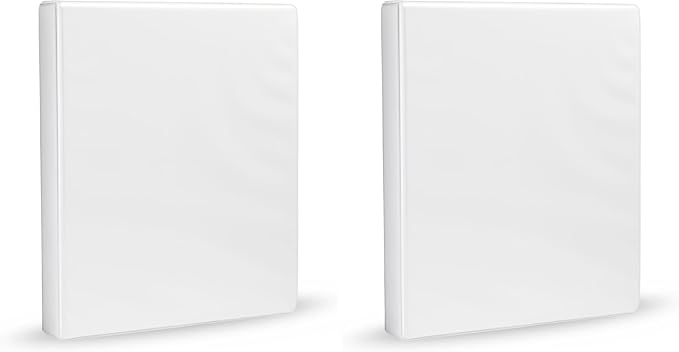 Amazon Basics 3-Ring Binder, 1-Inch, Customizable, with Pockets for Organization, White, 2-Pack