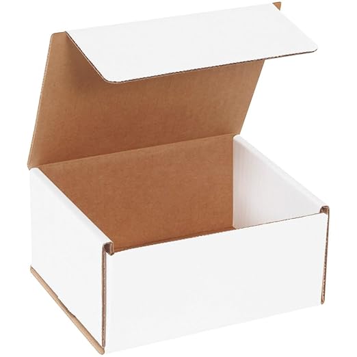 AVIDITI White Shipping Boxes 6"L x 5"W x 3"H, 50-Pack - White Box Crush-Proof Mailers for Packaging, Storage, Gifts or Bulk Business Orders