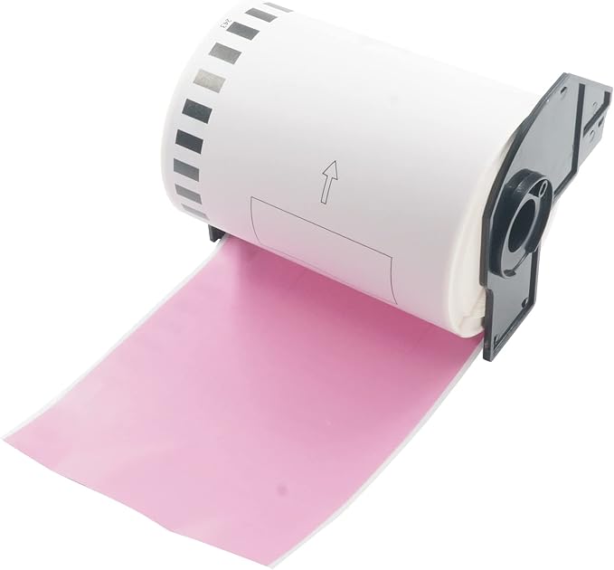 BETCKEY - Continuous Length Shipping Labels Replacement for Brother DK-2243 (4 in x 100 ft), Compatible with Brother QL Label Printers [1 Rolls/Continuous Labels, Pink]