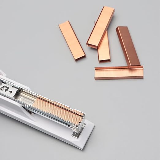 NatSumeBasics 3000 Rose Gold Staples 26/6 Standard Colored Staple Refill for Desk Stapler, 1000 Per Pack, Total 3 Pack Staples (Rose Gold)