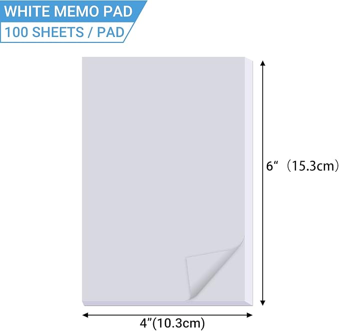 zmybcpack 20 Pack Note Pads Memo Pads 4”x6”- 100 Sheets Each Paper Notepads | Small Memo Scratch Pad Writing pads To Do Grocery List