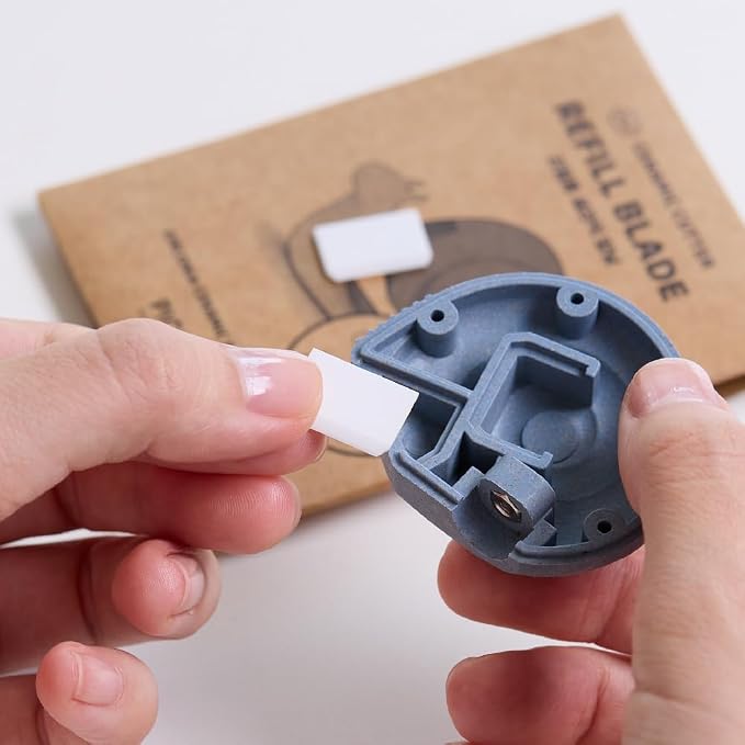 Snail Box Cutter, Cute Mini Package Opener with Ceramic Safety Blade & Magnetic Back, Refillable Utility Knife for Fridge, Desk & Office, Upcycled Wood Gift (Black)