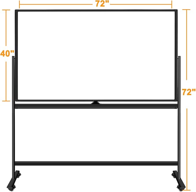 Large Rolling Dry Erase Board 72 x 40, Double Sided Easel Whiteboard with Wheels, Portable Magnetic Mobile White Board with Stand for Office, Classroom & Home