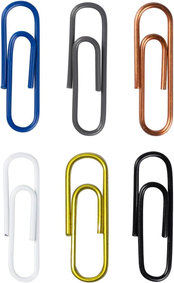 JAM PAPER Colorful Standard Paper Clips - Regular 1 Inch Paperclips - Business Assortment - 6 Packs of 100