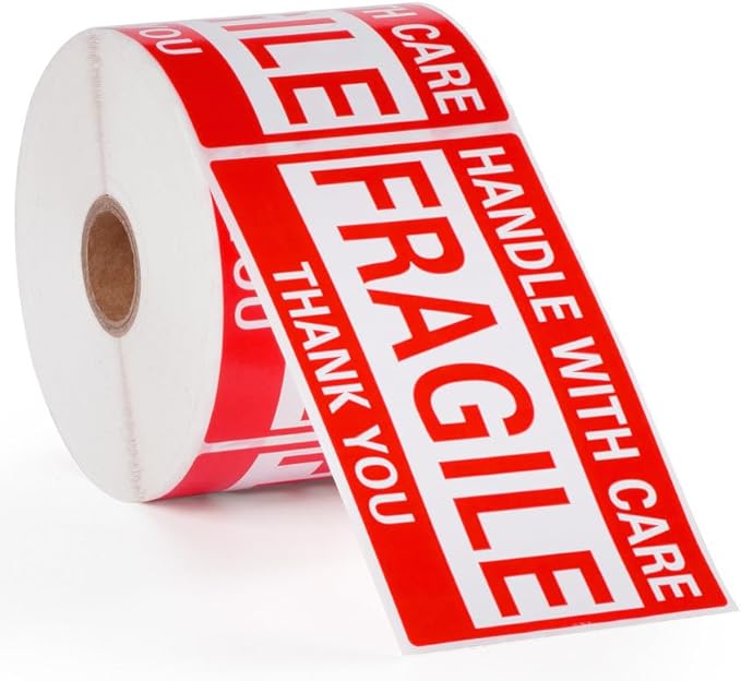 3 x 5 Inch Fragile Stickers Handle with Care 500 Permanent Adhesive Fragile Stickers for Shipping Moving Glass Commercial Grade Fragile Labels (1 Roll, 500 Labels)
