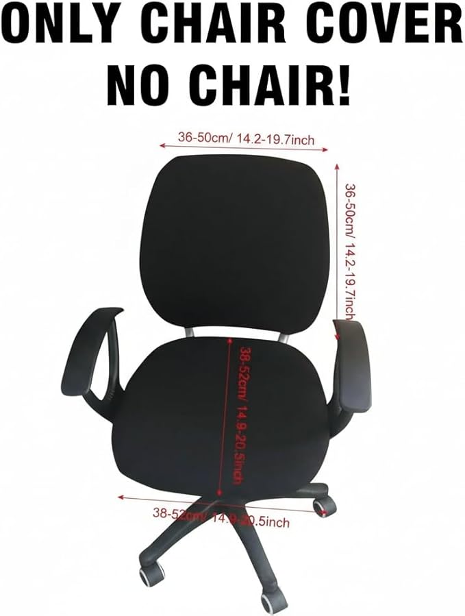 MIFXIN Computer Office Chair Cover Stretch Slipcover 2 Piece Soft Elastic Non-Slip Desk Chair Seat Covers Protector, Only Cover, NO Chair (Black)
