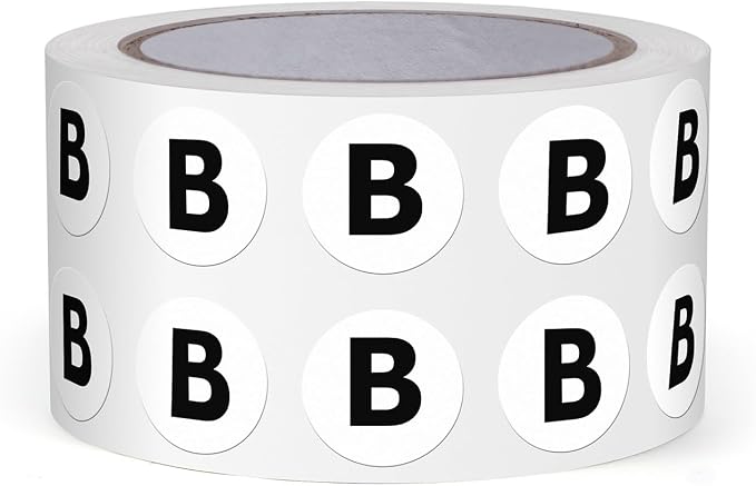 Letter B Stickers 0.5 Inch Vinyl Round Alphabet Label 1000 PCS | Self-Adhesive, Removable, Waterproof, Circle Capital Dots Tags, for Home Office Inventory Classroom