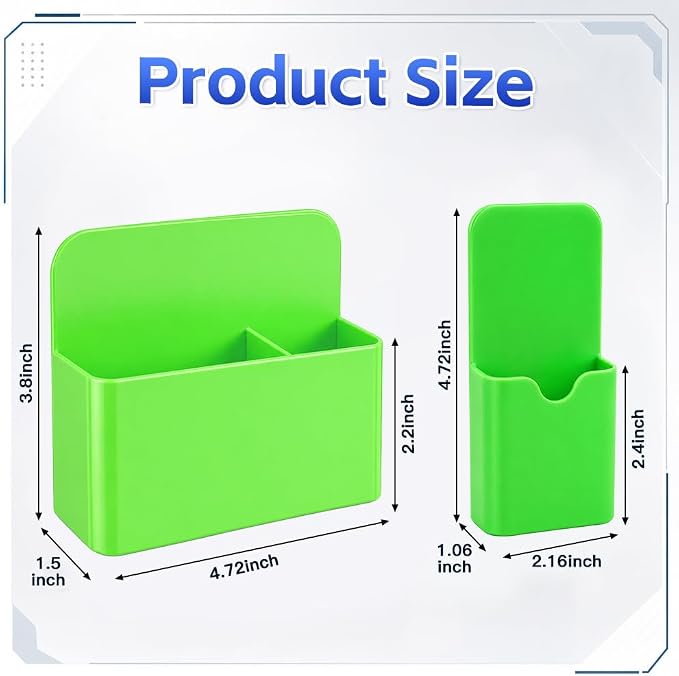 Magnetic Pen Holder, 2 Pack Magnetic Dry Erase Marker Holder with Compartments, Magnetic Marker Holder Pen Pencil Organizer for Whiteboard, Refrigerator, Classroom, Office, Locker Accessories, Green
