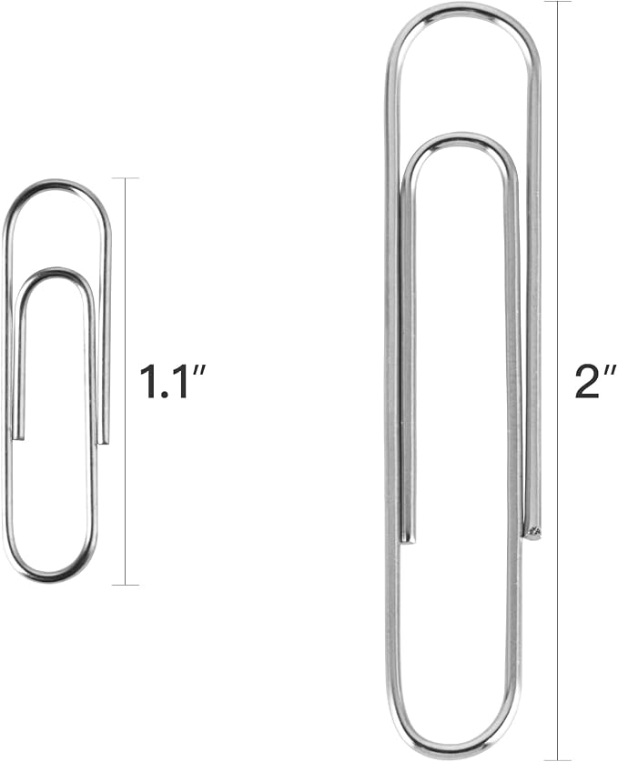 FUDAO FAMILY Paper Clips Assorted Sizes, Large and Small Paper Clips, Paper Clip, Paperclips, Pack of 3 Boxes of 100 Clips Each (300 Clips Total)