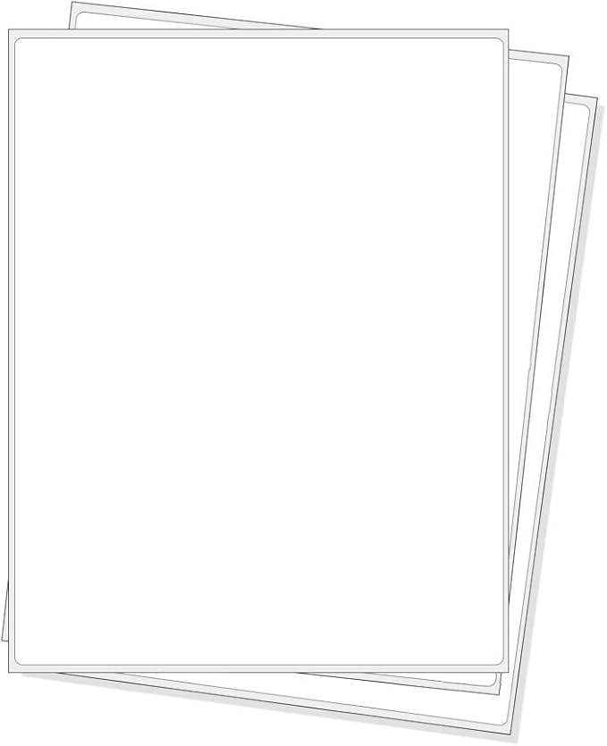Printable Sticker Paper 8.5 x 11 Full Sheet Labels, 500 Sheets Matte Self Adhesive Sticker Paper for Inkjet & Laser Printer, Full Page Printable Label Paper for Shipping, Address, Product & FBA Labels