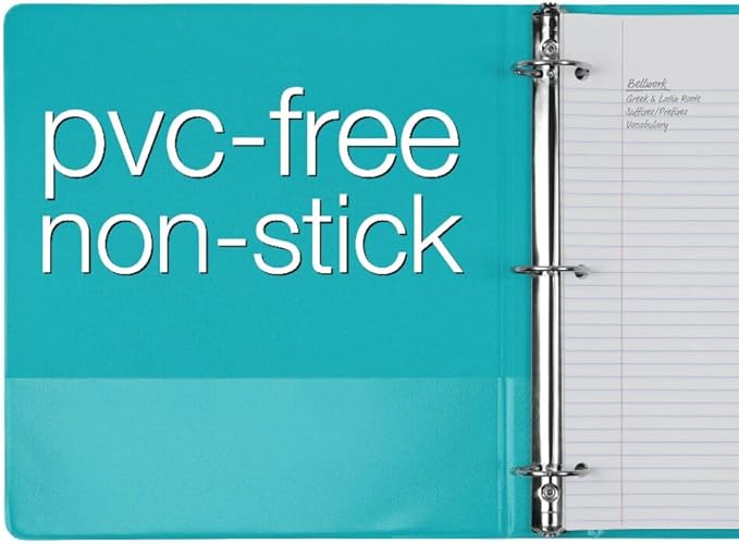 Cardinal 3 Ring Binders, Binders for School and Office, Durable 1.5 Inch, Round Rings, Holds 350 Sheets, ClearVue Presentation View, Non-Stick, Assorted Bright Colors, 4 Pack (79553)