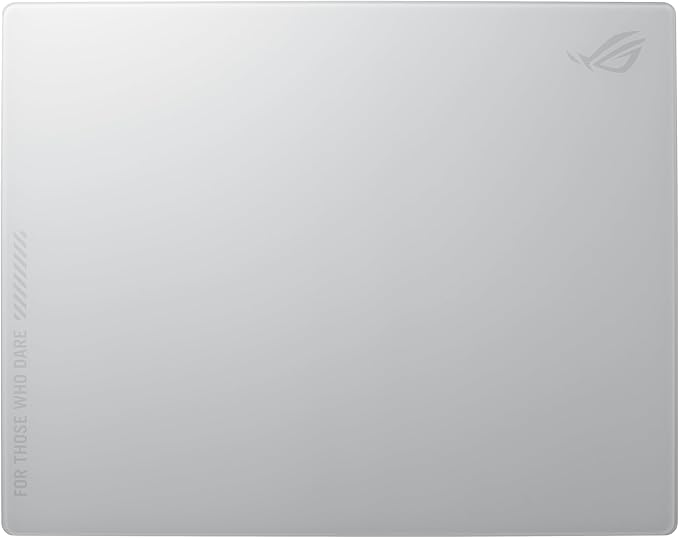 ASUS ROG Moonstone Ace L Glass Gaming Mouse Pad – 19.7” x 15.7”, Ultra-Smooth Matte Tempered Glass for Quiet Ultrafast Glides, Impact/Scratch Resistant, Easy to Clean, Anti-Slip Silicone Base - White