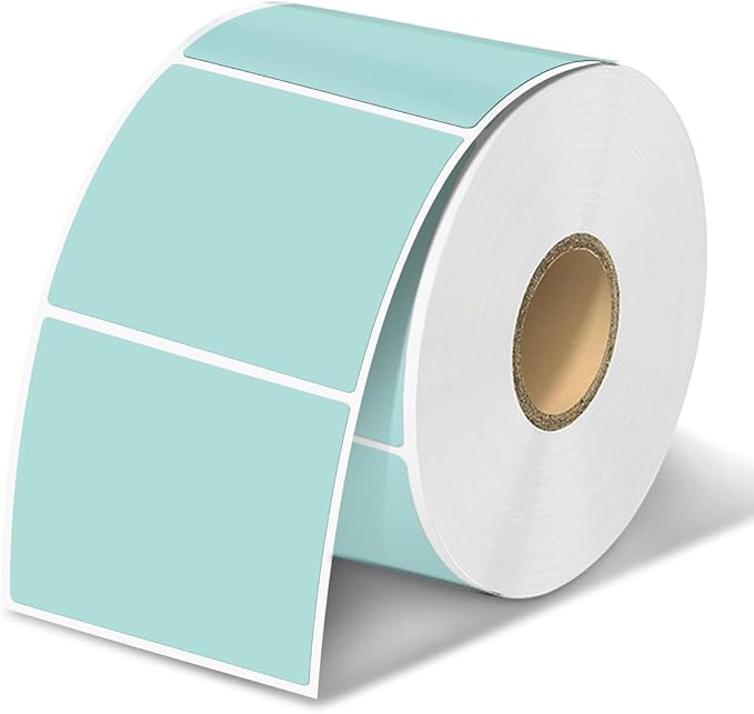Square Thermal Label Stickers, 2"x2" (50.8mm x 50.8mm) Compatible with Multiple Thermal Printers Self-Adhesive Square Direct Strong Adhesive Thermal Labels, Green, 500 Sheets/Roll