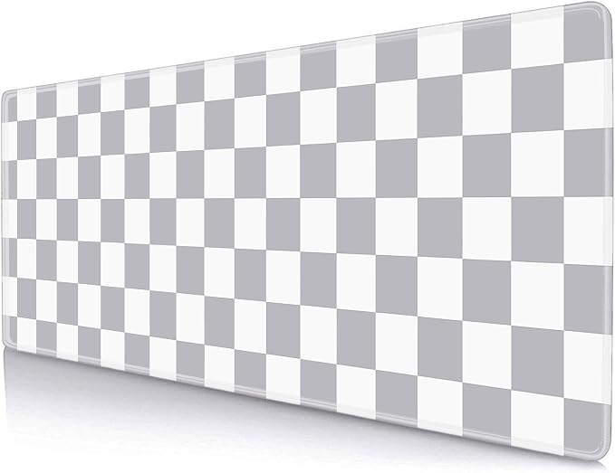 Grey Checkered Desk mat, Boho Gray Pattern Large Mouse Pad, Desk Protector Pad Writing Mat for Work Home Decor, Gaming Mousepad, Big Mouse Mat for Office Computer Laptop, 31.5 X 11.8 in