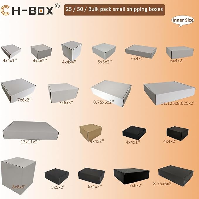 150 Pack 9x6x2'' Small Shipping Boxes, Corrugated Cardboard Mailers for Business, Black (CM962B-150)