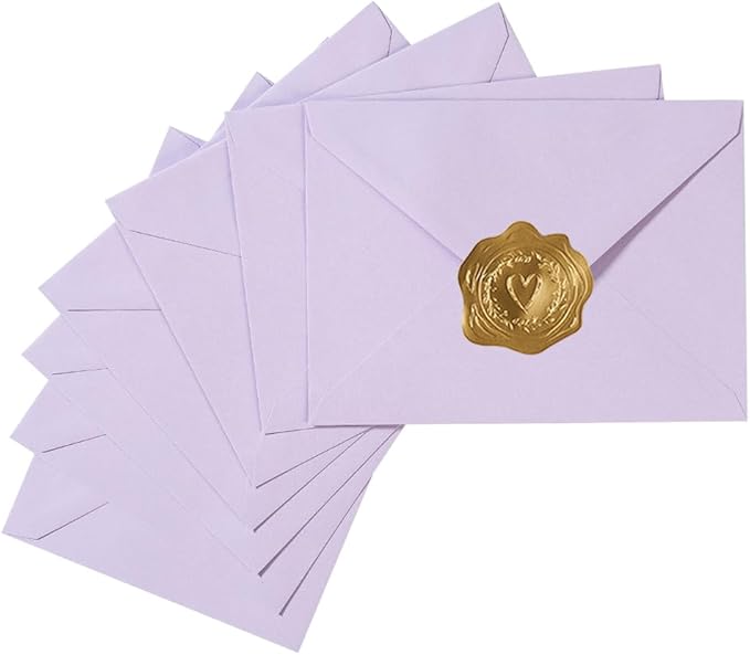 50 Pack A7 Colorful 5x7 Envelopes V Flap Invitation Envelopes for 5x7 Cards, Birthday, Weddings, Graduations, Greeting Cards, Baby Shower 5.24 x 7.24 Inches (Violet)