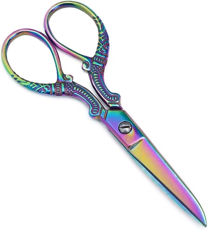 5" Small Vintage Scissors Rainbow Scissors All Purpose Metal Scissors Office Cutting Shears for Craft Supplies Home Desk Accessories