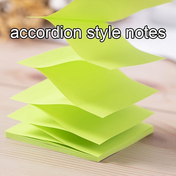 (16 Pack) Pop Up Sticky Notes 3x3 in Accordion Stickies,Bright Colors | Super Sticking Power Memo Pads