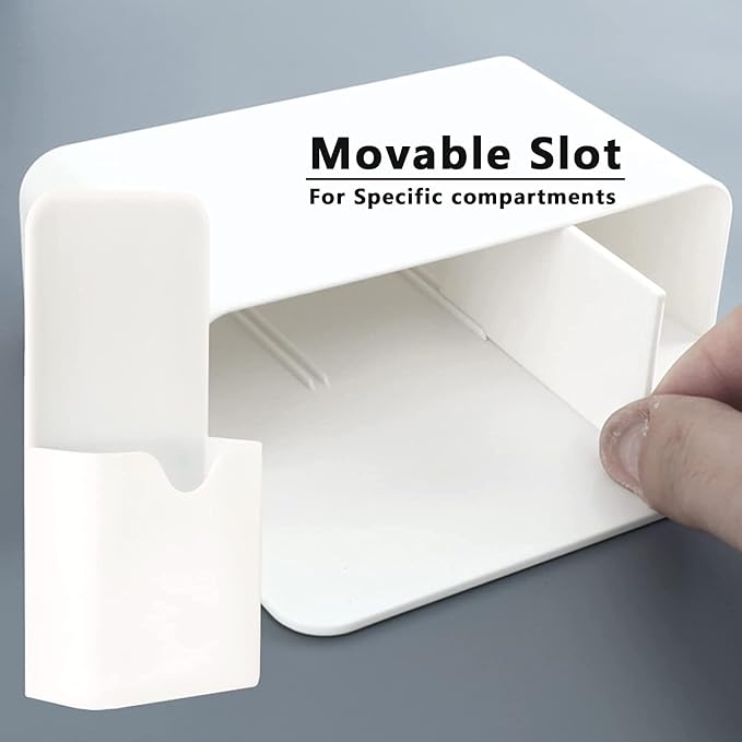 noonebutyou 2 Pcs Magnetic Marker Holder Wall Mount Marker Holder for Dry Erase Whiteboard Fridge, Self Adhesive Magnetic Pencil Holder Caddy for Home Office School(White&SL)