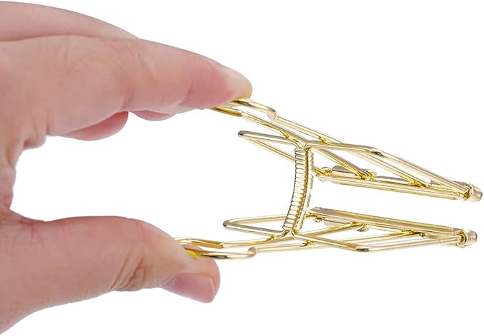 DEEDYGO 20 Pieces Gold Wire Binder Clips Assorted Sizes Stainless Steel Hollow Binder Clips Clamps for Paperwork, Sewing, Crafts, Kids, Teacher, Office School Supplies, Food Packages (10 M +10 S)