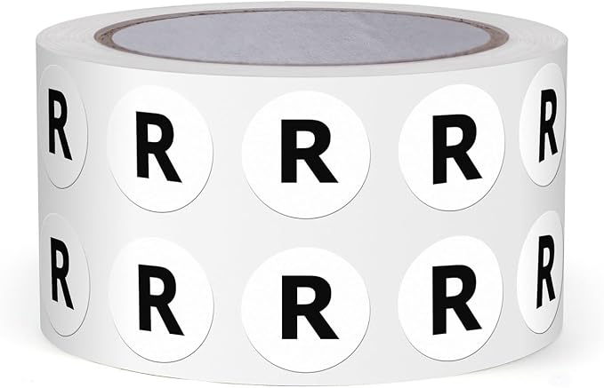 Letter R Round Stickers 0.5 Inch Vinyl Circle Capital Alphabet Labels Self-Adhesive Removable Waterproof Dots Tags for Home Office Inventory 1000 PCS | Self-Adhesive, Removable, Waterproof, Circle Capital Dots Tags, for Home Office Inventory Classroom