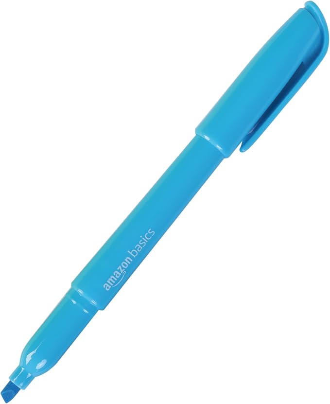 Amazon Basics Chisel Tip Highlighters, Fluorescent Ink, Vibrant Assorted Colors, School Supplies, 24-Pack