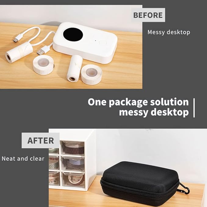 Phomemo Hard Carry Label Printer Case- Mini Label Maker Cover D30/P21/M110/M02/T02 Bluetooth Label Maker, Black