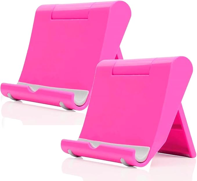 Cell Phone Stand 2 Pack, Desktop Holder for Phones & Tablets (2, Pink)