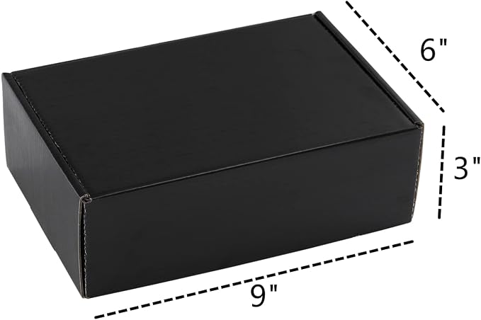 Dicunoy 30 Pack CardBoard Boxes, 9 x 6 x 3 Inches Small Shipping Boxes, Black Corrugated Cardboard Box for Mailing Packing Literature Mailer, Packaging Boxes for Gift, Small Business