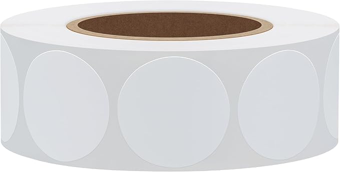 Hybsk 1000 pcs White Circle Stickers Small Round Color Coding Labels Permanent Color-Code Dot Semi Gloss Paper Adhesive Envelope Seals (1 inch)