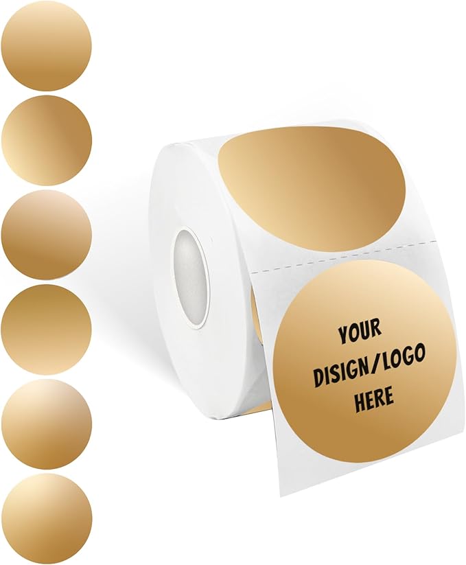 2 Inch Brown Round Thermal Sticker Labels, Self-Adhesive Circle Direct Thermal Labels, Multi-Purpose Roll Sticker Labels for DIY Logo Design, QR Code, Name Tag（ 600 Labels，1 Roll）