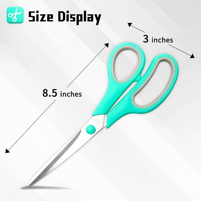 Vitoler 8.5" Scissors All Purpose, 3 Pack Ultra Sharp Blade Shears | Professional Ergonomic Comfort Grip Scissors for Office School Home Supplies Fabric Sewing DIY