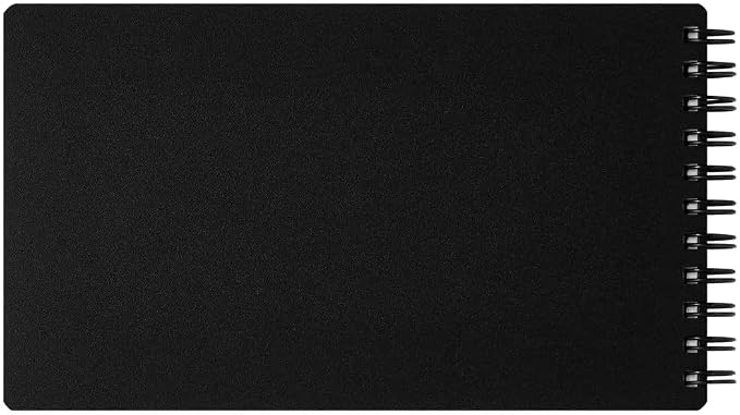 Maruman Mnemosyne Spiral Notebook, Horizontal 3.94"x7.09", 5mm Grid | Professional Black Cover, 160 Graph Pages, Twin-Wire Bound To Lay Flat, Perforated Paper, For School & Office, Made in Japan